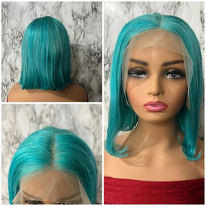13 x 4 HD Lace front Blue Bob Short Hair Wig 100% Human hair | 12 Inch